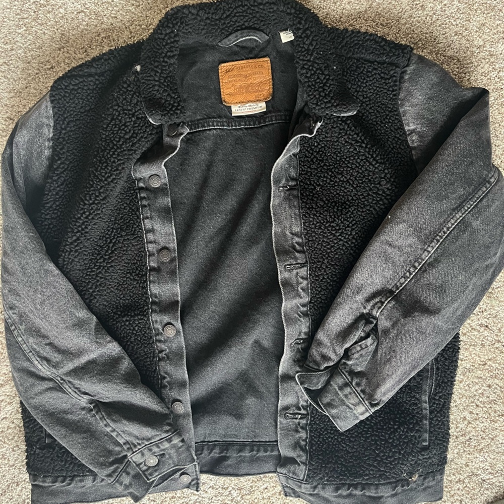 Levi's Black Denim Jacket with Brown Patch
